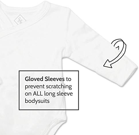Baby Side Snap Kimono Bodysuit Set, Mitten Cuffs, 100% Cotton, Boy Girl, 4 Pack