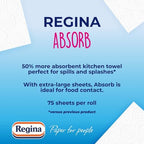 Regina XXL Absorb Kitchen Towels – 8 Rolls Per Pack, Super Absorbent 2-ply Kitchen Towels, 75 Sheets Per Roll, Extra-large Sheets, 50% More Absorbent Than Previous XXL Products, Easy Open Pack