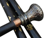 Vintage Antique Designer Walking Cane | Stylish Luxury Victorian Wooden Stick | Brass Knob Handle | Gifts for Men and Women