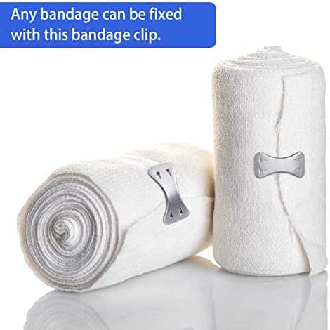 Tondiamo 50 Pieces Elastic Bandage Clips Only Bandages Wrap Clips Metal Aluminum Swathe Fasteners Pins with Plastic Storage Box Replaceable Wrap Fastener Pins for Various Types Elastic Swathe