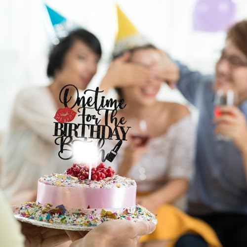 One Time for the Birthday Cake Topper, It's My Birth day/Go Shawty It's Your Birthday, Funny 16th 18th 21st Birthdays Party Decorations for Girls Black Glitter