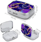 Neon Rugby Players Pill Box Small Pill Organizer with 2 Compartments and Mirror Portable Travel Metal Pillcase for Pocket Or Purse, Privacy-Protecting Medicine Box