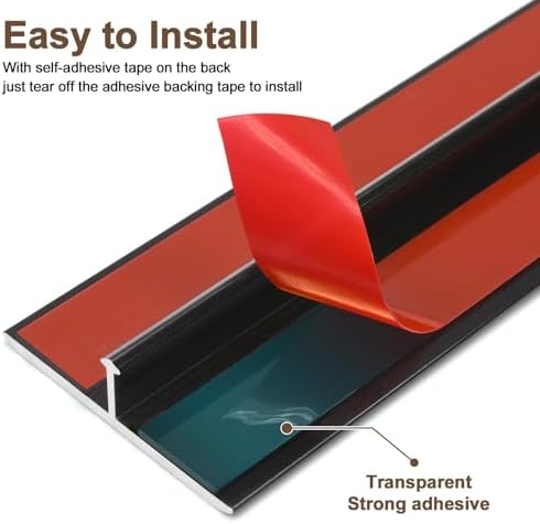 Aluminum T Molding Floor Transition Strip Self Adhesive, Door Threshold Strip, Edge Trim for Laminate Wood Tile Vinyl, Floor Divider for Joining Flooring Gaps (3pcs, 36 x 2 in, Black)
