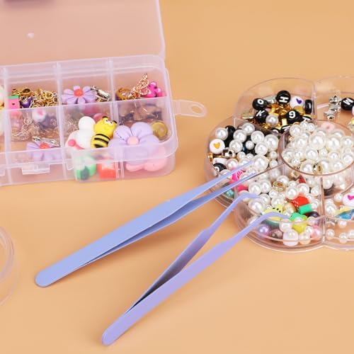 Lash Tweezers Kit - 2 Pcs Stainless Steel Eyelash Tweezers Straight and Curved Tip for Eyelash Extensions, DIY Crafts, Nail Art, Scrapbooking, Jewelry Making