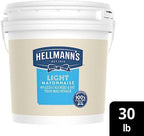 Hellmann's Light Mayonnaise Pail Condiment for Sandwiches, Salads, Mayo Made with 100% Cage Free Eggs, Gluten Free, 30lb Pail, 4 gallon (Pack of 1)