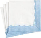 Caspari Linen Border Paper Cocktail Napkins in Light Blue - 20 Per Package