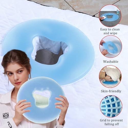 OULIGET Silicone Face Massage Pillow,SPA Beauty Face Relax Headrest,Salon Skin Care Soft Overlay Travel Head Support,Bule