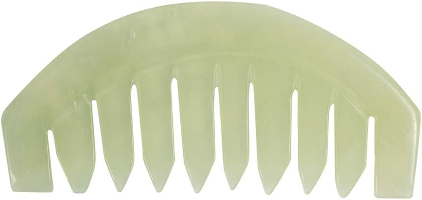 Janedream Jade Stone Gua Sha Comb Traditional Massage Tools for Scalp Head Hair Facial Manual Scalp Massagers with Acupuncture Head Therapy Trigger Point Treatment