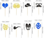 Ercaido 24PCS Best Dad Cupcake Toppers Hat Leather Shoes Cupcake Picks Moustache Tie Beers Food Picks for Father's Day Theme Office Dad Birthday Cupcake Cake Decorations Supplies