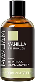 Vanilla Essential Oil 100ml, MAYJAM Premium Essential Oils for Aromatherapy, Diffuser, Soap Making, Candle Making, Large Bottle Vanilla Oil with Gift Box(3.38fl.oz)