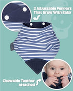 Cheeky Chompers Neckerchew Teething Bib, 2-in-1 Bandana Style Bib w/Food Grade Silicone Teether