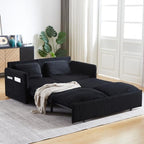 64.5" 3-in-1 Corduroy Convertible Sleeper Sofa Bed – Pull-Out Loveseat with Side Pockets & 2 Pillows