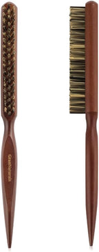 GranNaturals Hard Bristle Teasing Hair Brush for Women - Stiff Slick Back Comb with Rat Tail Pick for Hair Sectioning Used for Edge Control, Backcombing, Smoothing, Styling Fine Hair to Create Volume