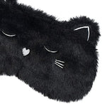Cute Sleeping Mask, Black Cat Soft Plush Fluffy Sleep Mask Men Cartoon Kittens Blindfold Novelty Eye Cover Eyeshade Shade for Kids Girls and Adult Travel (Black, Cat)
