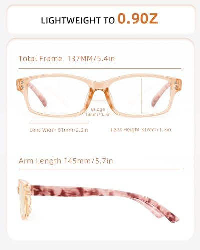 JOLISU Reading Glasses for Women Men - 5 Pack Ladies Fashion Readers Computer Eyeglasses W/Spring Hinge - Blue Light Blocking Reading Glasses Anti Eyestrain 0.5