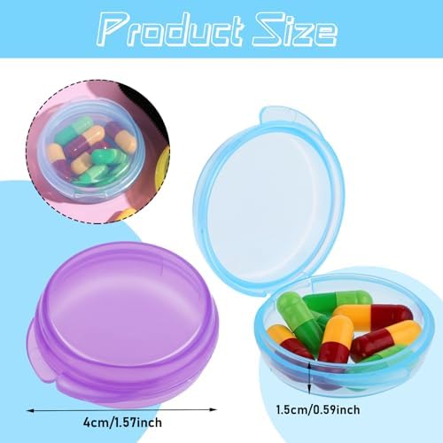 4Pcs Small Pill Box Cute Portable Pill Case Travel Pills Organizer Case Medicine Dispenser Earplug Container Vitamin Holder Liver Oil Storage Case for Women Men Pocket Purse Briefcase