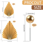 28pcs Palm Leaves Cake Decorations, 20pcs Foam Balls Cake Topper, 8pcs Paper Palm Leaf Inserts for Baby Shower, Wedding, Birthday Parties (Gold)
