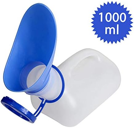 Generic Unisex Urinal Portable Toilet for Men and Women Pee Bottle 1000ML with Lid and Funnel Pee Container for Travel,Camping (2 pcs)