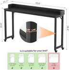 Arlopu Overbed Table with 360° Wheels, Queen Size Mobile Bed Desk with Heavy Duty Metal Leg, Sturdy Laptop Cart & Dining Table for Bedroom, Living Room, Hospital Use (Black)