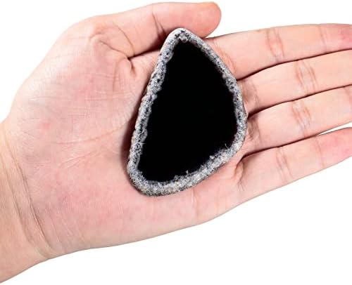 Rockcloud 5 Pcs Polished Thin Agate Slice Pendants with Drilled Holes for DIY Home Decoration,Black