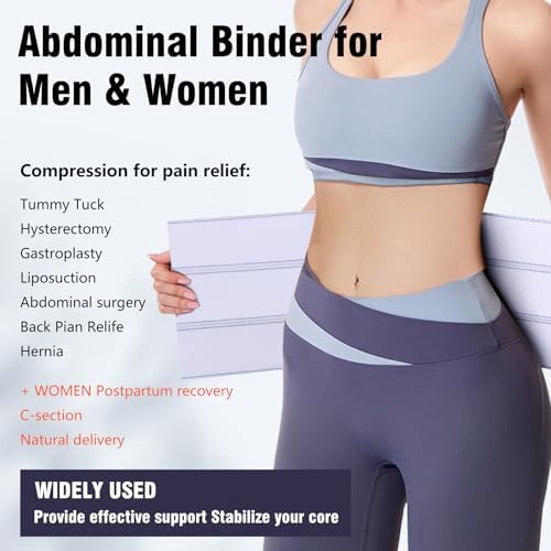 Cozyhealth Elastic Universal Post Surgery Abdominal Binder Lower Waist Support Belt, Wide Belly Girdle Postpartum Stomach Surgical Compression Belly Band for Men and Women (3 Panel - 9", Medium)