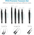 YHYZ 7pcs Precision Tweezers Set, Premium Anti-Static Stainless Steel ESD Tweezers Set Kit for Electronics, Sodlering，Jewelry, Craft, Laboratory Work, DIY(7PCS, Version)