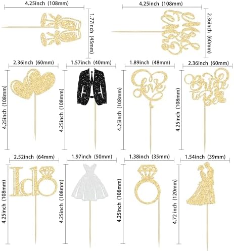 Gyufise 30Pcs Bride to Be Cupcake Toppers Glitter Diamond Ring I Do Love Cupcake Picks Miss to Mrs Bridal Shower Wedding Engagement Bachelorette Cake Decoration Gold