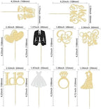 Gyufise 30Pcs Bride to Be Cupcake Toppers Glitter Diamond Ring I Do Love Cupcake Picks Miss to Mrs Bridal Shower Wedding Engagement Bachelorette Cake Decoration Gold
