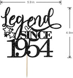 Legend since 1954 cake topper, black glitter men and women cheer to 70 years old happy birthday cake decoration 70th Wedding Anniversary Party Decorations Supplies
