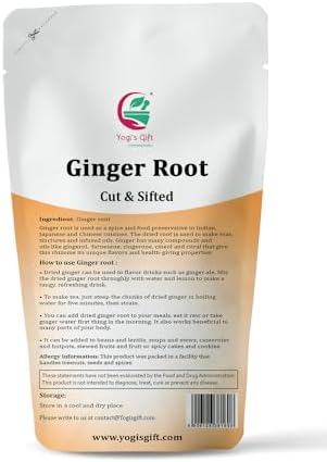 Dried Ginger Root 4 oz | Cut and Sifted Dried Ginger Pieces | As Spicy as Fresh | Flavourful Indian Spice |100% Pure and Natural For Making Flavourful Tea | By Yogi's Gift®