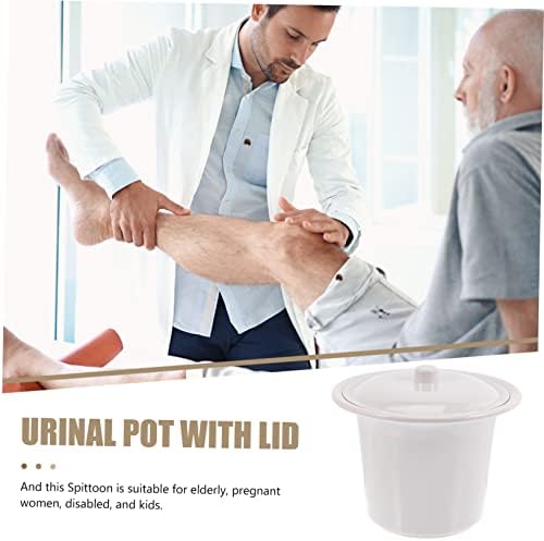 minkissy Portable Chamber Pot for Elderly Lightweight Urinal with Lid Non Slip Base Easy to Clean Practical Spittoon for Home Travel Use