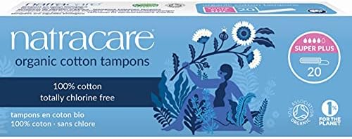 Natracare Non-Applicator 100% Organic Cotton Tampons, Super Plus, Totally Chlorine Free, Biodegradable and Compostable (12 Pack, 240 Tampons Total)