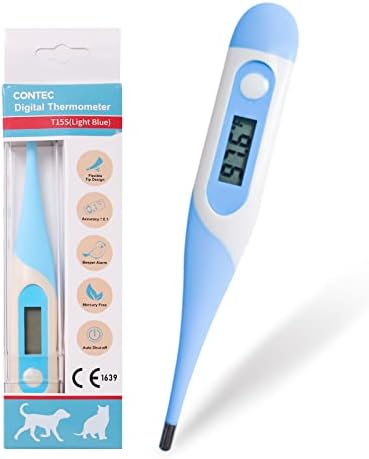 CONTEC Pet Thermometer Dog Thermometer Dual Scale Waterproof Veterinary Thermometer with a Flexible Tip Suitable for Cats/Dogs/Horse/Veterinarian