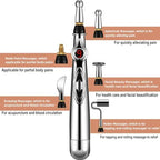 3-in-1 Massage Acupuncture Pen, Electronic Pain Relief Therapy, Meridian Energy Massager Pen Self Massage Tools Muscle Healing with Massaging Gel