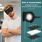 Sleep Mask for Side Sleeper Women Men, Eye Mask for Sleeping Light Blocking, 3D Contoured Cup Sleeping Mask, Soft Breathable Sleep Eye Mask with Adjustable Elastic Strap for Travel (Black01)