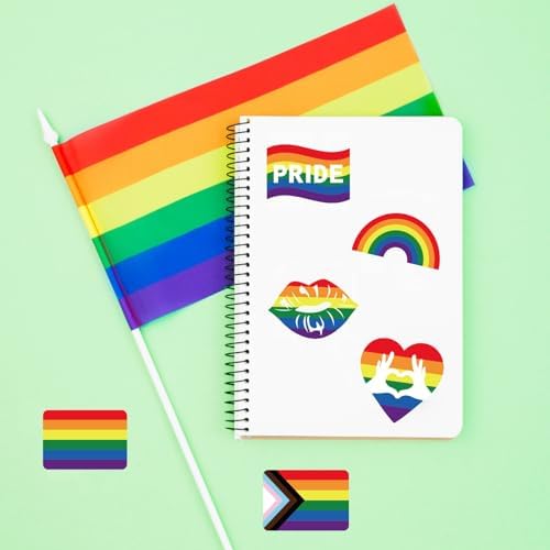 600 Pcs Gay Pride Stickers, Progress Pride Rainbow Heart Stickers for Gay Lesbian Bisexual Pride Month LGBTQ Parades Decorations, 8 Design