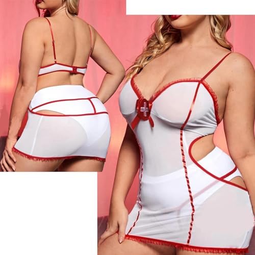 Sexy Nurse Outfit Fancy Dress Women Naughty Nurse Costume Cosplay Lingerie Roleplay Babydoll with Headpiece G-String