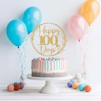 Gold Glitter Happy 100 Days Cake Topper, Sweet 6 Months/Welcome Baby, Funny Baby's 100 Days Birthday Baby Shower Gender Reveal Party Decorations Supplies