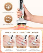 Lymphatic Drainage Massager Electric Cupping Massager with Heat Vibration and Red Light, 12 Level Suction Body Massager for Legs Arms Waist Abdomen, Rechargeable Cellulite Massage Tool for Home Use
