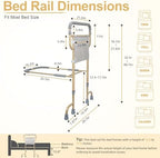 Bed Rails for Elderly Adults Safety - Adjustable Bed Assist Rails for Seniors with Non-Slip Ergonomic Handle & Storage Pocket, Bed Cane with 360° Swivel Dual Feet Supports Up to 350 LBS, Easy Assembly