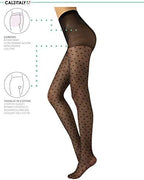 CALZITALY - Sheer Fashion Patterned Tights with Little Hearts | Black | S/M, L/XL | 20 DEN | Made in Italy