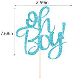 Oh Boy Cake topper, Glitter Blue Baby Shower Cake Topper,for Boy Baby Shower Cake Party Decoration Supplies