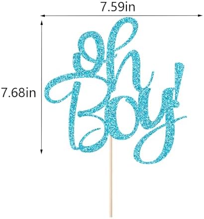 Oh Boy Cake topper, Glitter Blue Baby Shower Cake Topper,for Boy Baby Shower Cake Party Decoration Supplies