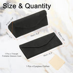PATIKIL Foldable Glasses Case, Triangle Magnetic Sunglasses Organizer Case Leather Hard Eyeglass Case with Cloth for Man