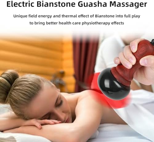 Hot Stones for Massage,Electric Body Massager with Temperature Adjustment,Natural Bian Stone Gua Sha Scraping Massager for Home SPA,Effective Care for The Whole Body