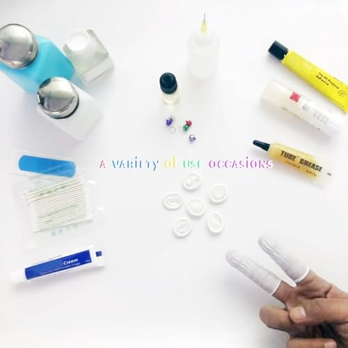 Large Disposable Nitrile Finger Cots, Non-allergenic No Powder Finger Protectors， Suitable for Beauty, Manicure, Massage,Electronic Repair 100 pcs(White)
