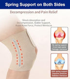 Ultra Thin Knee Brace for Women Men with Side Stabilizers, 2 Pack Knee Braces for Knee Pain ACL MCL Arthritis Joint Pain Relief, Adjustable Compression Sleeve Patellar Tendon Support Strap, Rodilleras Para Dolor de Rodillas (Beige, Medium)