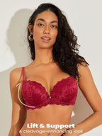 Push Up Bras for Women Add 2 Cups Sexy Lace Cleavage Extra Padded Plunge Bra Underwire
