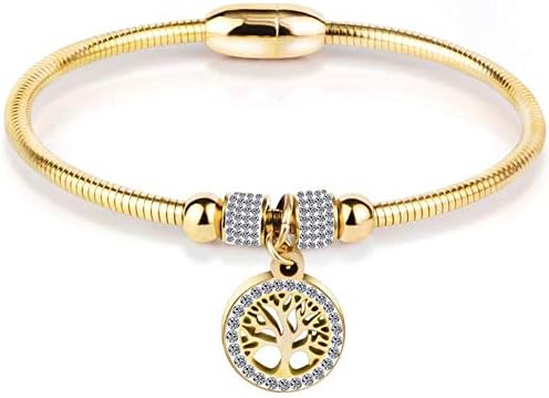 Jude Jewelers Stainless Steel Tree of Life Charm Bangle Bracelet Cocktail Party Anniversary