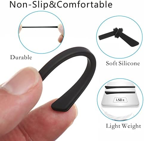 5 Pairs Anti-Slip Silicone Eyeglass End Tips Ear Sock Pieces Tube Eyewear Comfort Replacement Tips for Flat Thin Metal Eyeglass Legs Black